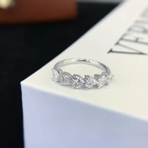 18K Gold Heart Lab-Grown Diamond Half-Eternity Band — 1.26 ct — view 1