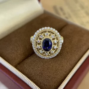 18K Gold Lab-Grown Sapphire Ring — 1 ct — view 1