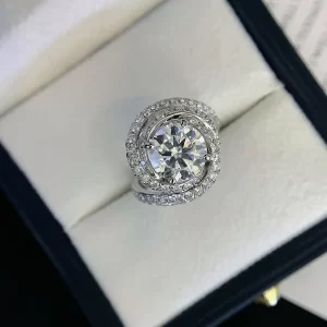 18K Gold Moissanite Ring — 3 ct — view 1
