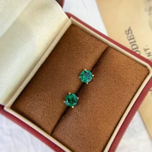 18K Gold Lab-Grown Emerald Stud Earrings — 1.6 ct — view 1