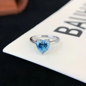 925 Sterling Silver Heart Moissanite Ring — 2 ct — view 1
