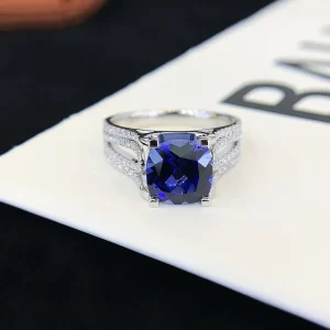 18K Gold Lab-Grown Sapphire Ring — 2.87 ct — view 1