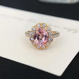 18K Gold Lab-Grown Pink Sapphire Ring — 1.6 ct — view 1