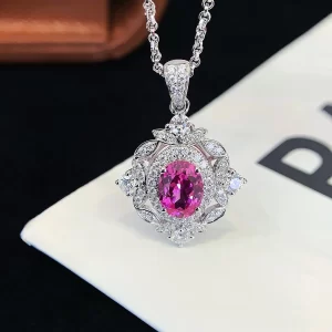 18K Gold Lab-Grown Pink Sapphire Pendant — 1.57 ct — view 1