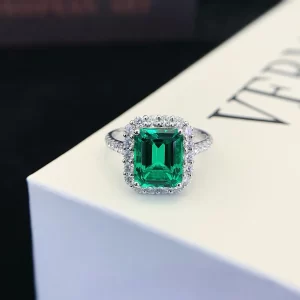 PT950 Platinum Lab-Grown Emerald Ring — 2.9 ct — view 1