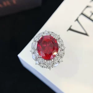 9K Gold Lab-Grown Ruby Ring — 10.7 ct — view 1
