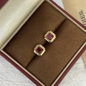 18K Gold Lab-Grown Ruby Stud Earrings — 1.66 ct — view 1