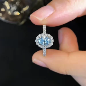 18K Gold Lab-Grown Blue Diamond Ring — 0.61 ct — view 1