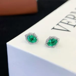 18K Gold Lab-Grown Emerald Stud Earrings — 1.5 ct — view 1