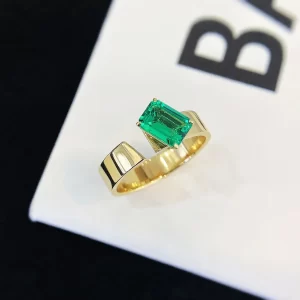18K Gold Lab-Grown Emerald Ring — 0.9 ct — view 1