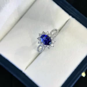 18K Gold Lab-Grown Sapphire Ring — 1 ct — view 1