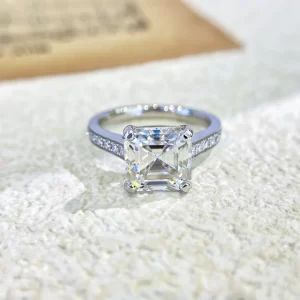 18K Gold Moissanite Ring — 3 ct — view 1