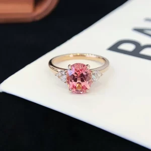 18K Gold Lab-Grown Pink Sapphire Ring — 2.69 ct — view 1