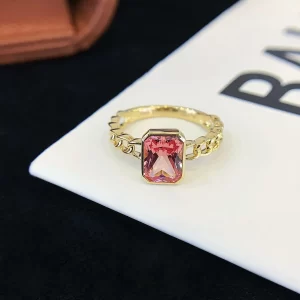 18K Gold Radiant-Cut Lab-Grown Pink Sapphire Ring — 1.89 ct — view 1