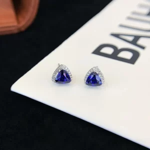 18K Gold Lab-Grown Sapphire Stud Earrings — 1.6 ct — view 1