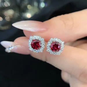 18K Gold Lab-Grown Ruby Stud Earrings — 1.29 ct — view 1