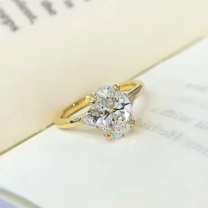 18K Gold Oval Lab-Grown Diamond Ring — 2.10 ct — view 1