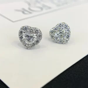 18K Gold Heart-Shaped Lab-Grown Diamond Stud Earrings — 1.021 ct — view 1