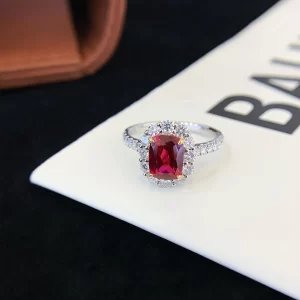 18K Gold Cushion Lab-Grown Ruby Ring — 1.7 ct — view 1