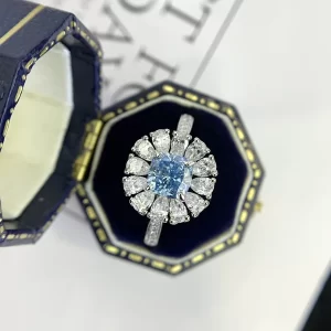 18K Gold Lab-Grown Blue Diamond Ring — 1.05 ct — view 1