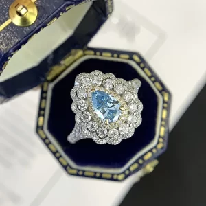 18K Gold Lab-Grown Blue Diamond Ring — 0.51 ct — view 1