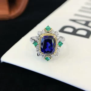 18K Gold Lab-Grown Sapphire Ring — 2.7 ct — view 1