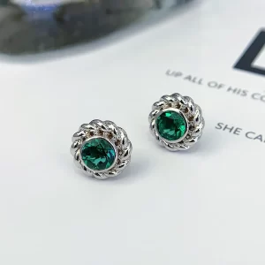 18K Gold Lab-Grown Emerald Stud Earrings — 0.85 ct — view 1