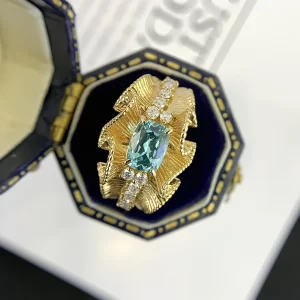 18K Gold Lab-Grown Colored Gemstone Ring — 1.58 ct — view 1
