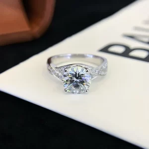 18K Gold Moissanite Ring — 2 ct — view 1