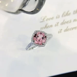 18K Gold Lab-Grown Pink Sapphire Ring — 1.8 ct — view 1