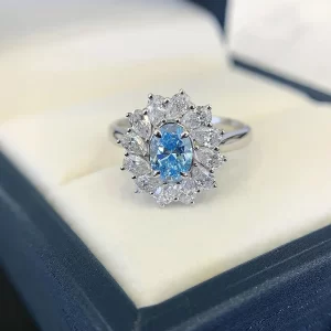 18K Gold Lab-Grown Blue Diamond Ring — 0.64 ct — view 1