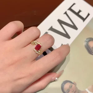 18K Gold Lab-Grown Ruby Ring — 1 ct — view 1
