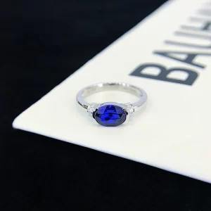 18K Gold Lab-Grown Sapphire Ring — 1.62 ct — view 1