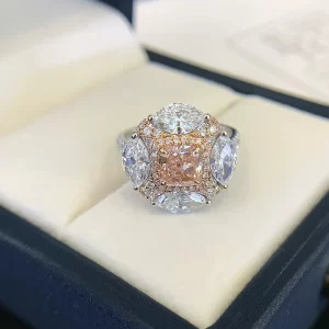 18K Gold Lab-Grown Pink Diamond Ring — 1.12 ct — view 1