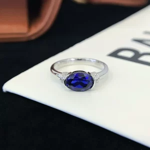 18K Gold Lab-Grown Sapphire Ring — 1.62 ct — view 1