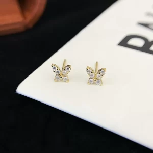 18K Gold Butterfly Lab-Grown Diamond Stud Earrings — 0.26 ct — view 1