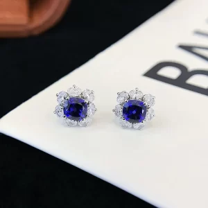 PT950 Platinum Lab-Grown Sapphire Stud Earrings — 1.37 ct — view 1