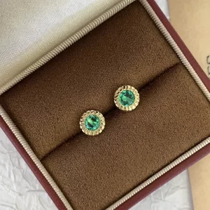 18K Gold Lab-Grown Emerald Stud Earrings — 0.42 ct — view 1