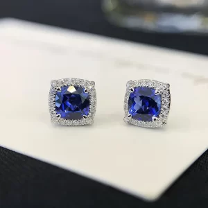 18K Gold Lab-Grown Sapphire Stud Earrings — 1.4 ct — view 1