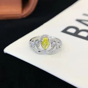 PT950 Platinum Lab-Grown Yellow Diamond Ring — 0.53 ct — view 1