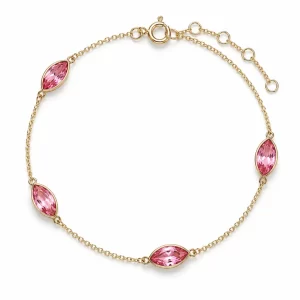 14K Gold Marquise Lab-Grown Colored Gemstone Bracelet — 3.920 ct — view 1