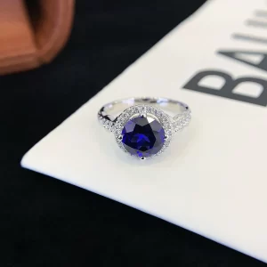 18K Gold Lab-Grown Sapphire Ring — 2.665 ct — view 1