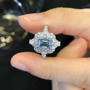 18K Gold Lab-Grown Blue Diamond Ring — 1.1 ct — view 1