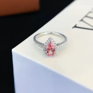 18K Gold Pear-Shaped Lab-Grown Pink Sapphire Ring — 1.0 ct — view 1