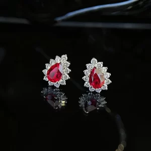 18K Gold Lab-Grown Ruby Stud Earrings — 1.15 ct — view 1