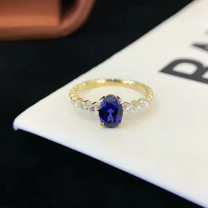 18K Gold Lab-Grown Sapphire Ring — 1 ct — view 1