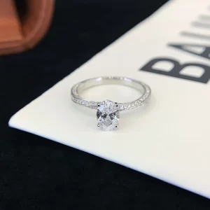 18K Gold Oval Lab-Grown Diamond Ring — 0.782 ct — view 1