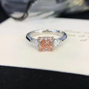 18K Gold Lab-Grown Pink Diamond Ring — 1.34 ct — view 1