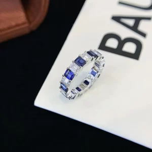 18K Gold Emerald-Cut Lab-Grown Sapphire Band — 2.8 ct — view 1