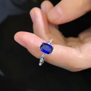 18K Gold Lab-Grown Sapphire Ring — 1.7 ct — view 1
